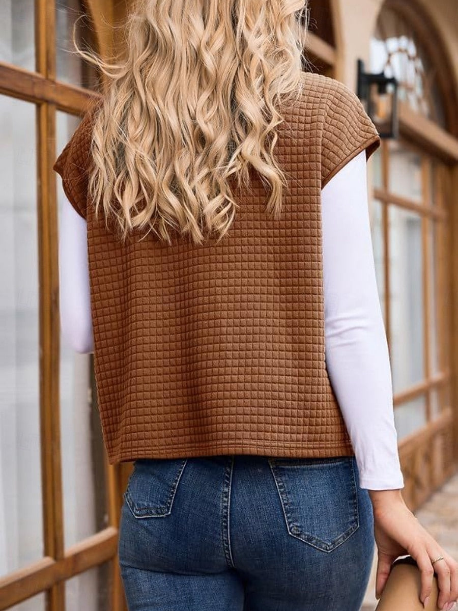 Women's Casual Turndown Collar Short Sleeve Jacket