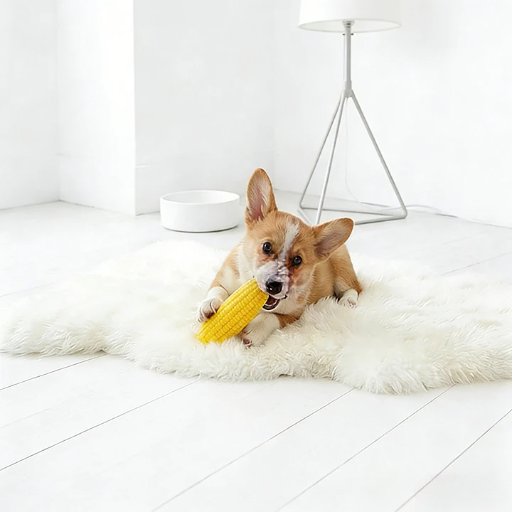 Interactive Squeaky Latex Corn Toy – Durable Dental & Enrichment Chew