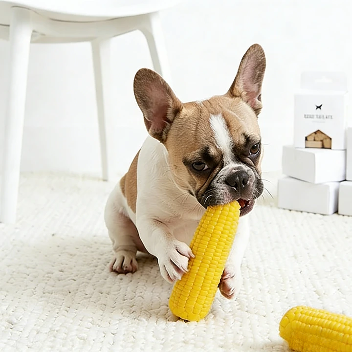 Interactive Squeaky Latex Corn Toy – Durable Dental & Enrichment Chew