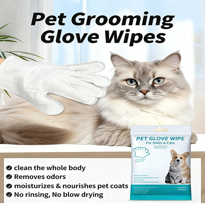Professional Pet Grooming Rinse-Free Gloves - 6 Pack