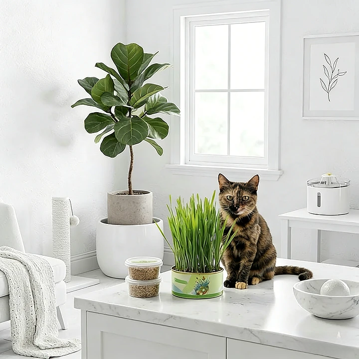 Easy Soil-Free Cat Grass Kit - Hairball Relief