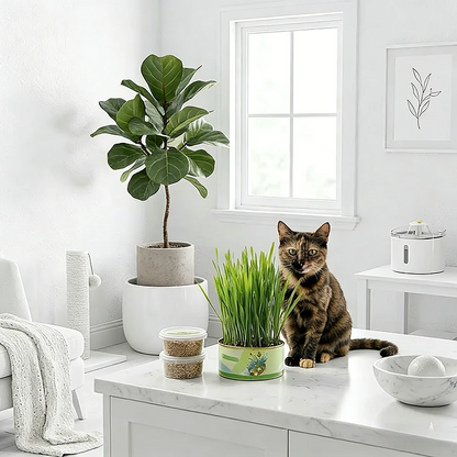 Easy Soil-Free Cat Grass Kit - Hairball Relief