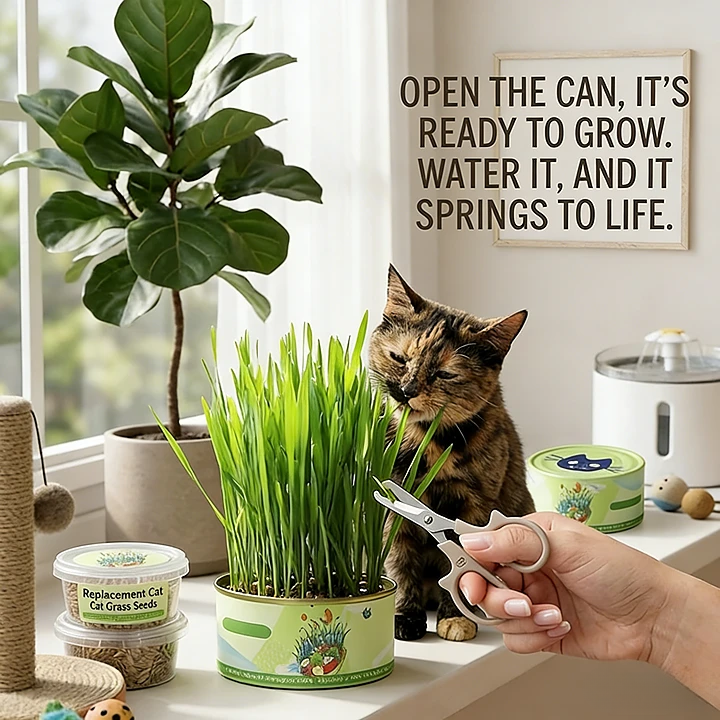 Easy Soil-Free Cat Grass Kit - Hairball Relief