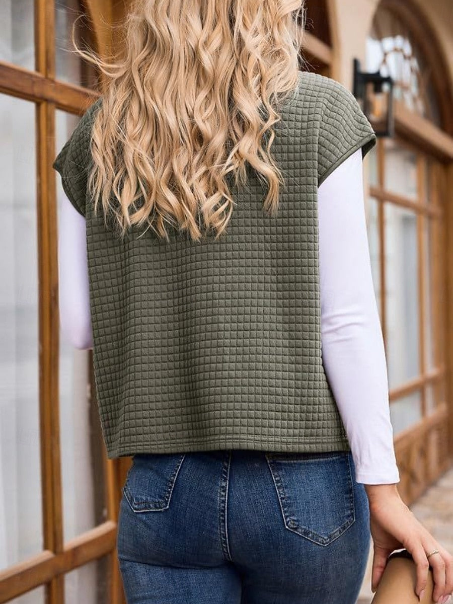 Women's Casual Turndown Collar Short Sleeve Jacket