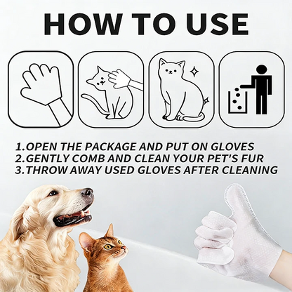 Professional Pet Grooming Rinse-Free Gloves - 6 Pack