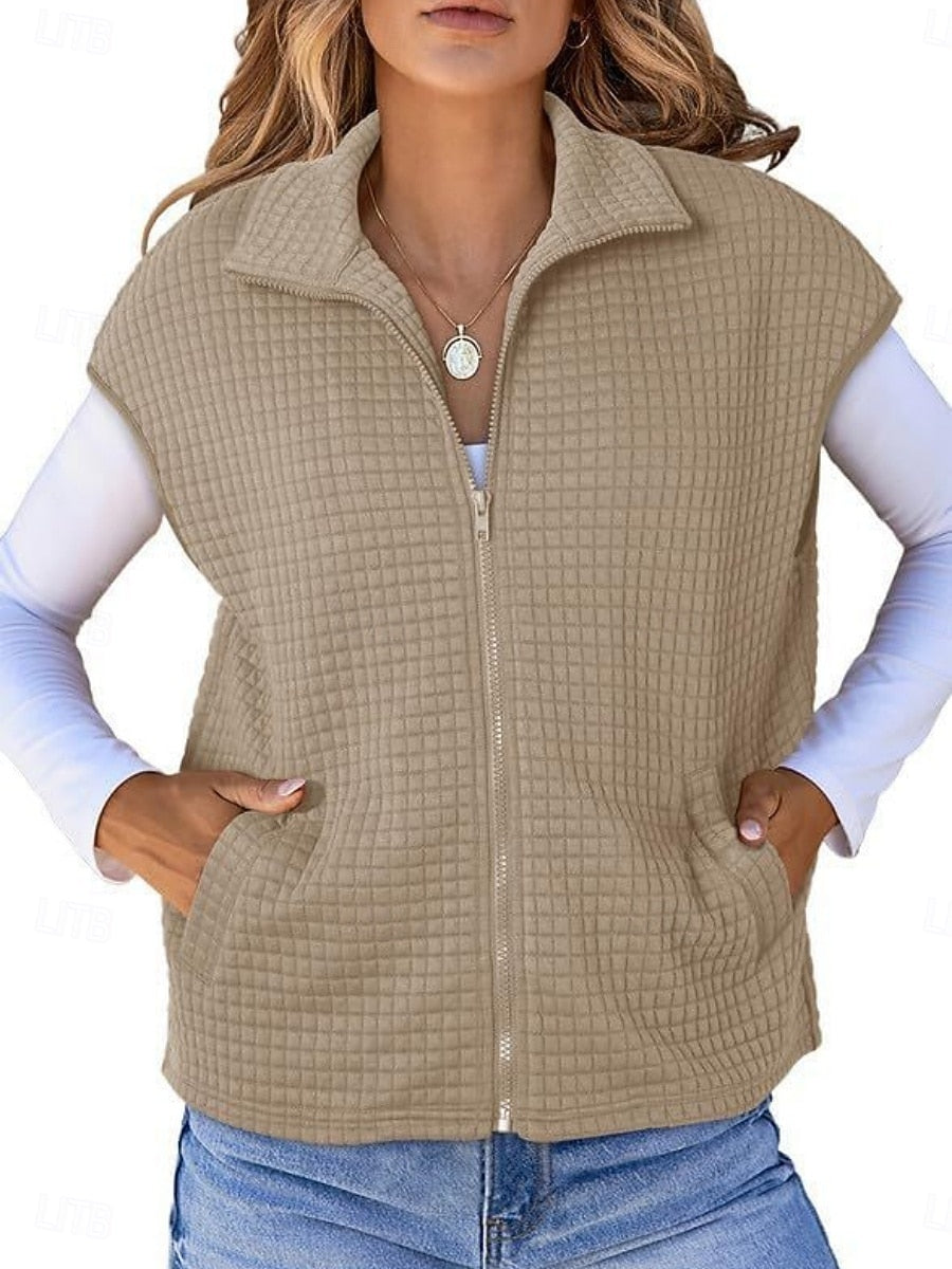 Women's Casual Turndown Collar Short Sleeve Jacket