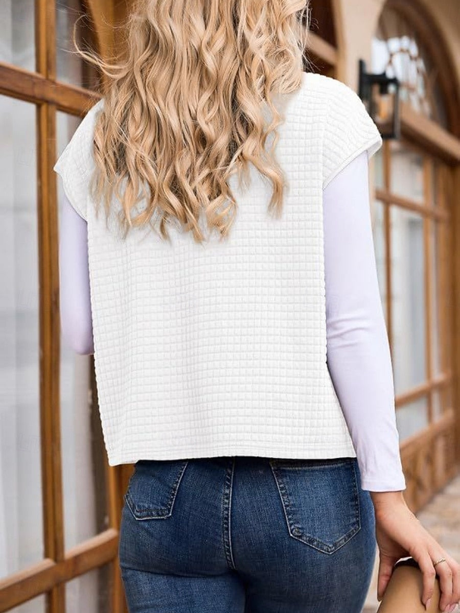 Women's Casual Turndown Collar Short Sleeve Jacket