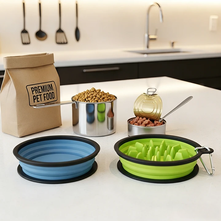 Portable Multifunctional Collapsible Pet Slow Feeder Bowl