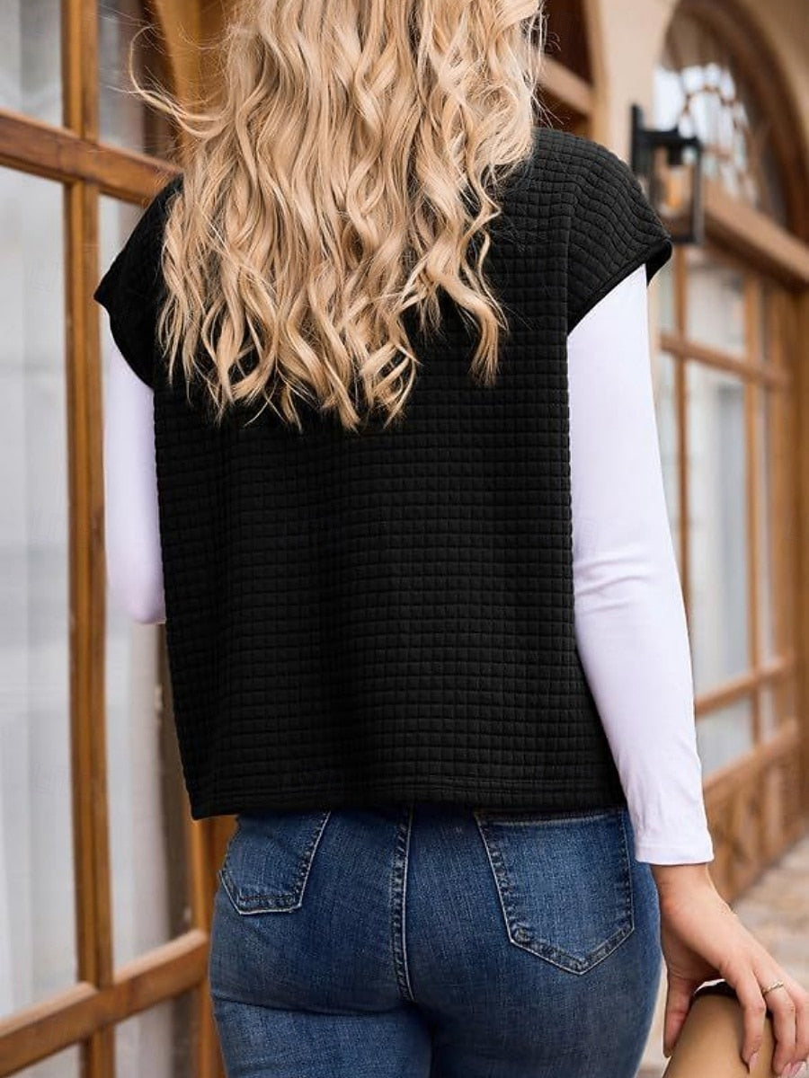 Women's Casual Turndown Collar Short Sleeve Jacket