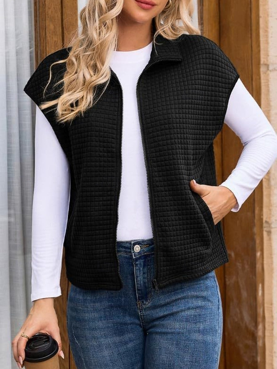 Women's Casual Turndown Collar Short Sleeve Jacket