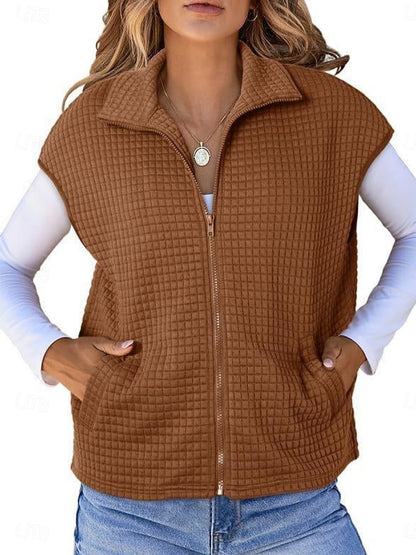 Women's Casual Turndown Collar Short Sleeve Jacket
